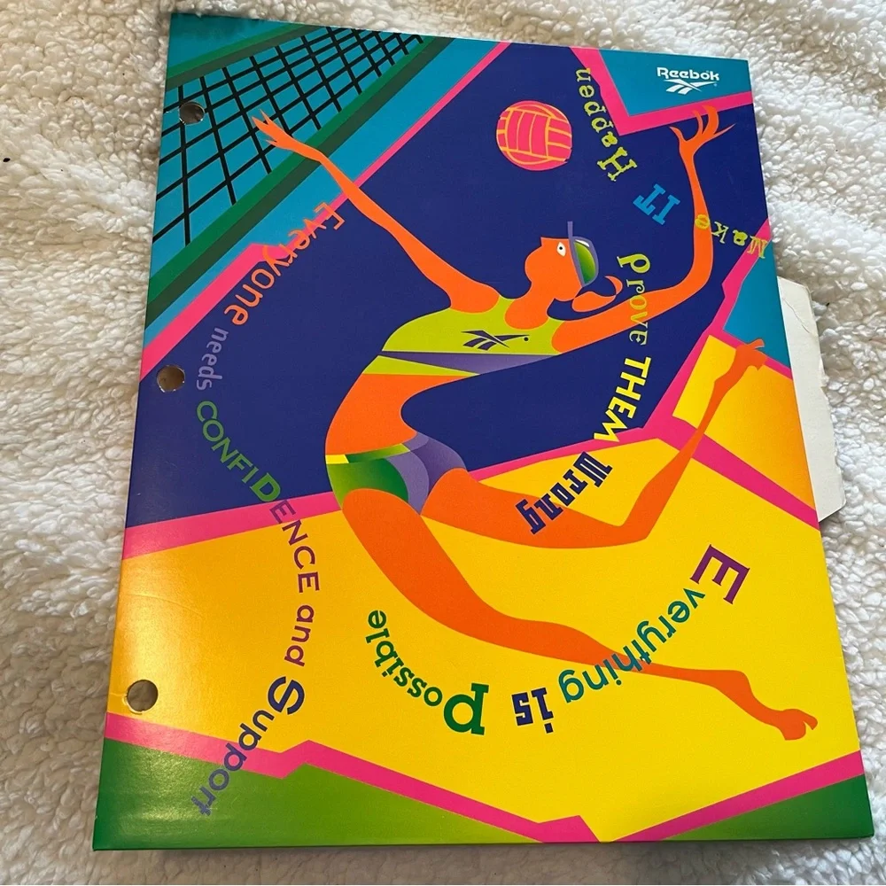 VTG Reebok & Mead 2 Pocket Folders Lot of 2 Sports Colorful 90s School Office